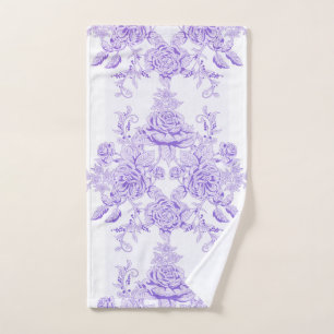 Shabby, lavender, toile, patroon, floral, Victoria Handdoek