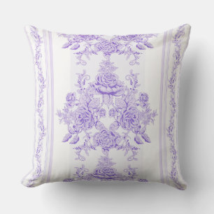 Shabby, lavender, toile, patroon, floral, Victoria Kussen