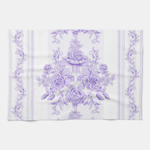 Shabby, lavender, toile, patroon, floral, Victoria Theedoek