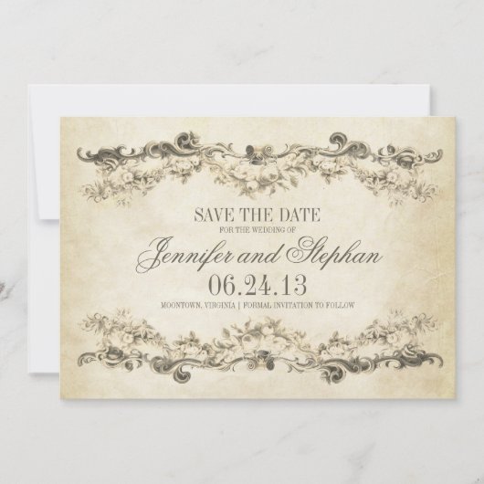 shabby old Save the date ontwerp (Voorkant)