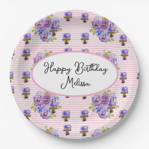 Shabby Pansy Pastel Pink Pansies Verjaardagsfeestj Papieren Bordje
