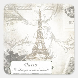 Shabby: Parijs is altijd een goed idee! Vierkante Sticker