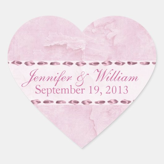 Shabby Pink Heart Custom Wedding Sticker (Voorkant)