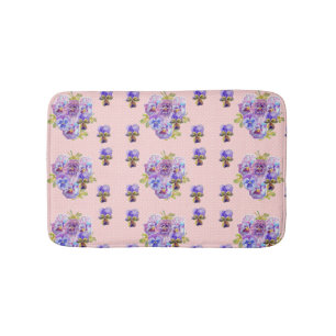 Shabby Pink Pansy viola bloembloemen Bath Mat