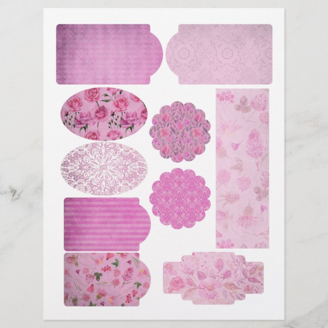 Shabby Pink Pattern Scrapbook Embellishing Sheet (Voorkant)