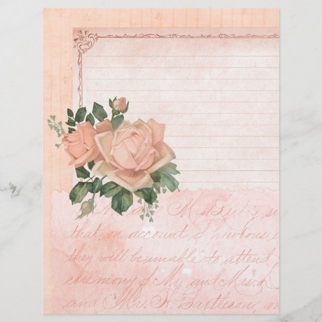 Shabby Pink Rose Scrapbook Paper (Voorkant)