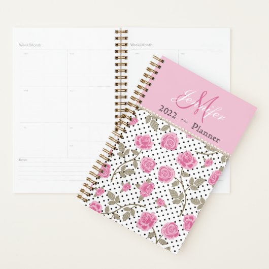 Shabby Pink Roses en Polka Dots Planner (Display)