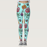 Shabby Poppy Red Paars op Aqua Turquoise Art