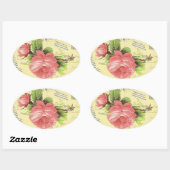 Shabby Red Rose Ovale Sticker (Vel)