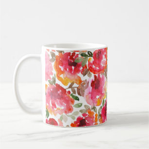 Shabby rode rozen, naadloos patroon. koffiemok