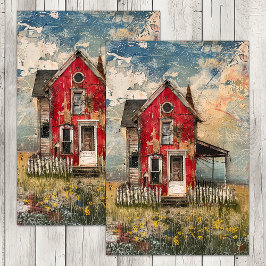 SHABBY ROOD RUSTIEK HUIS GEMENGDE MEDIA DECOUPAGE TISSUEPAPIER