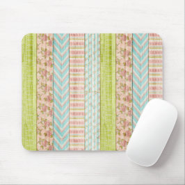 Shabby Roos Pastel Pattern on Rustic Wood Cottage Muismat