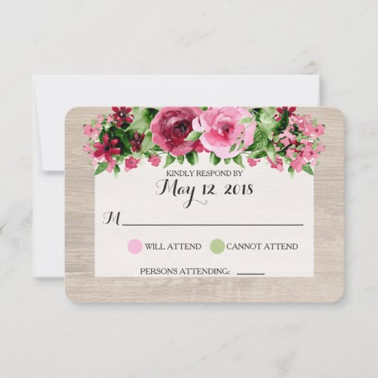Shabby Roses Vintages Mariage rustique RSVP (Devant)