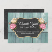 Shabby Rozen Rustic Chalkboard Hartelijk dank Briefkaart (Voorkant / Achterkant)