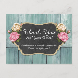 Shabby  Rozen Rustic Chalkboard Hartelijk dank Briefkaart