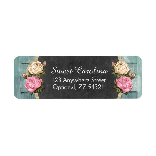 Shabby  Rozen Rustisch Land Return Address Etiket (Voorkant)