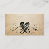 Shabby Rustic Black Heart Cartes de Place (Dos)