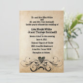 Shabby Rustic Black Heart Wedding Kaart (Staand voorkant)