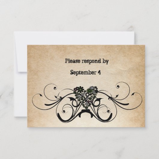 Shabby Rustic RSVP avec enveloppes. (Devant)