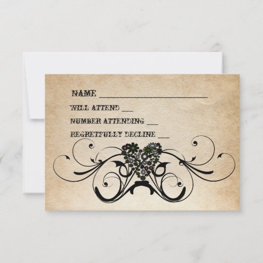 Shabby Rustic RSVP avec enveloppes. (Dos)