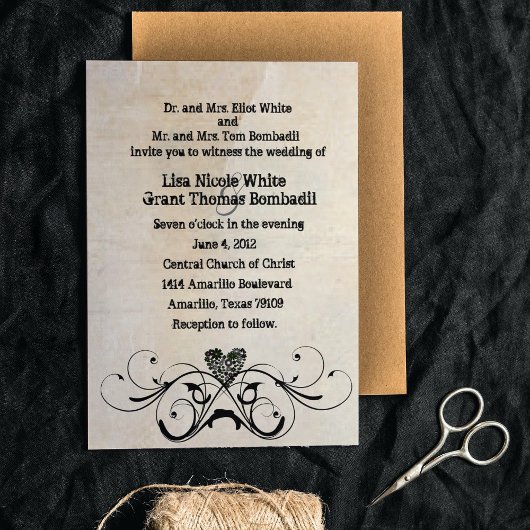 Shabby Rustic Wedding Invitation Kaart