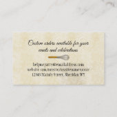 Shabby-scheermes, schort, whiskyreepkaarten visitekaartje (Achterkant)