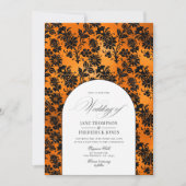 Shabby Sinaasappel en Black Gothic Wedding Chic Kaart (Voorkant)