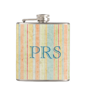 Shabby Stripes Monogram Hip Flask Heupfles