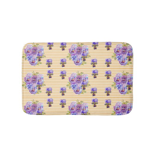 Shabby Yellow Pansy viola bloembloemen Bath Mat (Voorkant)