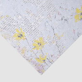Shabby Yellow Wildflower Daisy Blue Tekst Collage Tissuepapier (Detail)