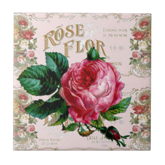 SHABBYCHIC Engelse Roos vintage roze Tegeltje