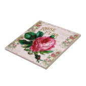 SHABBYCHIC Engelse Roos vintage roze Tegeltje (Zijkant)
