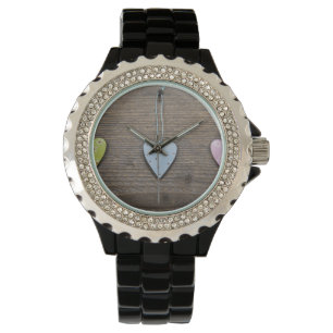 SHABBYCHIC in harten houten design Horloge