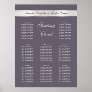 Shabbychic Lavender Stripes Wedding Seding Chart Poster