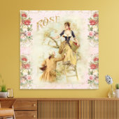 Shabbychic Paris rozen collage Canvas Afdruk (Insitu (Woonkamer))