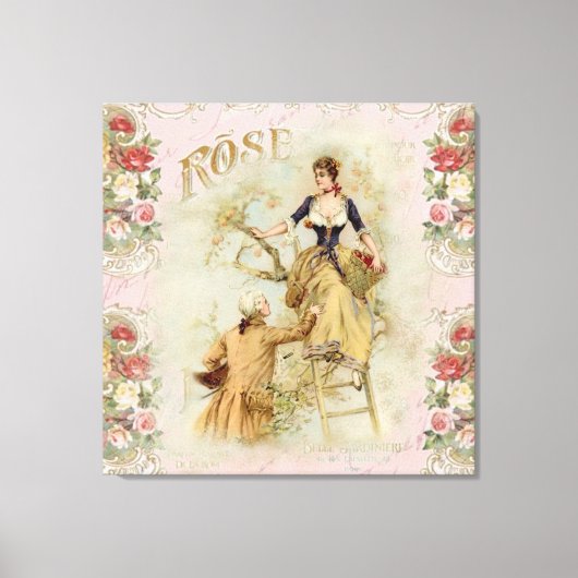 Shabbychic Paris rozen collage Canvas Afdruk (Voorkant)