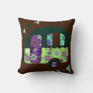 Shabbychic retro aanhangwagen, camper, caravan vla kussen