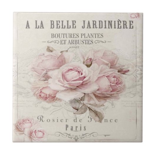 shabbykic, rustic, , floreel, collage, land; tegeltje (Voorkant)