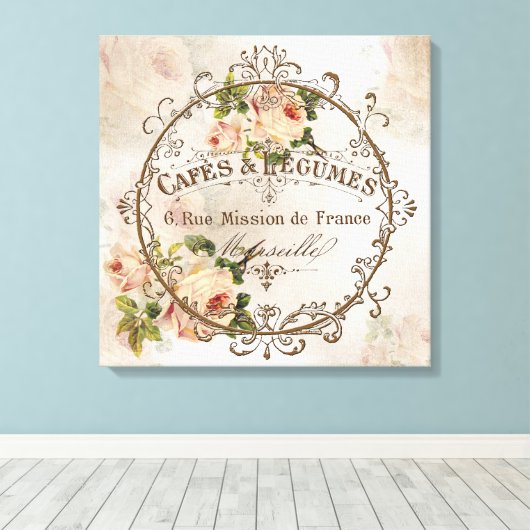 ShabbyVintageRoses3 - Verpakt canvas (Insitu (Houten vloer))