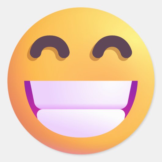 Shaded Beaming Face glimlachend Eyes Cute Funny Em Ronde Sticker (Voorkant)