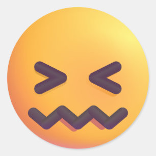 Shaded Congestied Face Emoji Cute Schattig Yellow Ronde Sticker