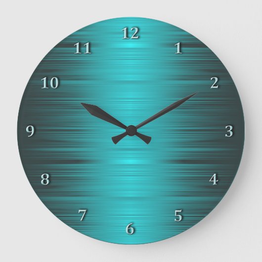 Shaded Turquoise Aqua Wall Clock Grote Klok (Voorkant)