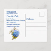 Shades / Blue Waterverf Hydrangeas Save the Dates Aankondigingskaart (Achterkant)