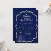 Shades de Blue Quinceañera Invitation d'anniversai (Devant/Arrière en situation)