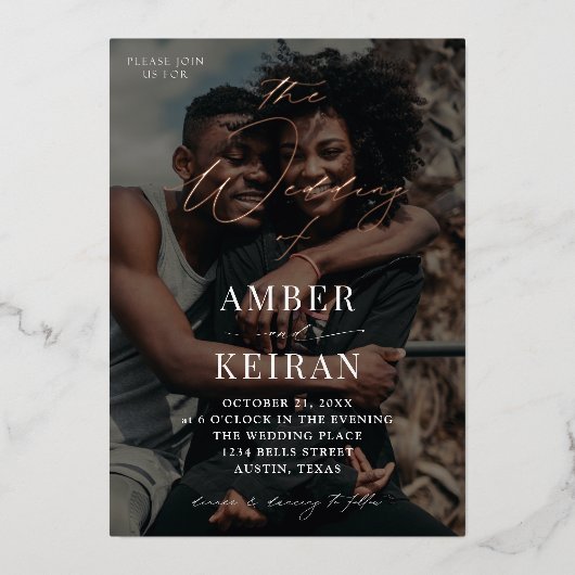 Shades- Foto Wedding Folie Uitnodiging (Voorkant)