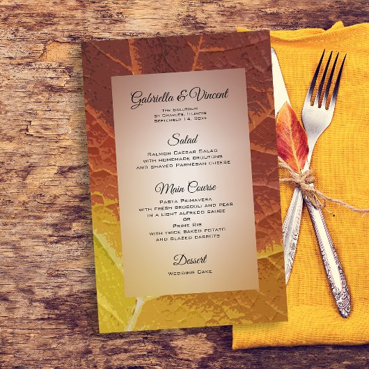 Shades of Autumn Leaf Bruiloft Menu