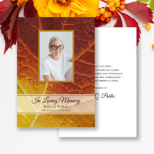 Shades of Autumn Leaf Funeral Memorial Sympathie Bedankkaart