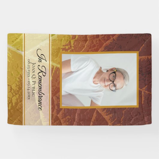 Shades of Autumn Leaf Viering van het leven begraf Spandoek (Horizontaal)