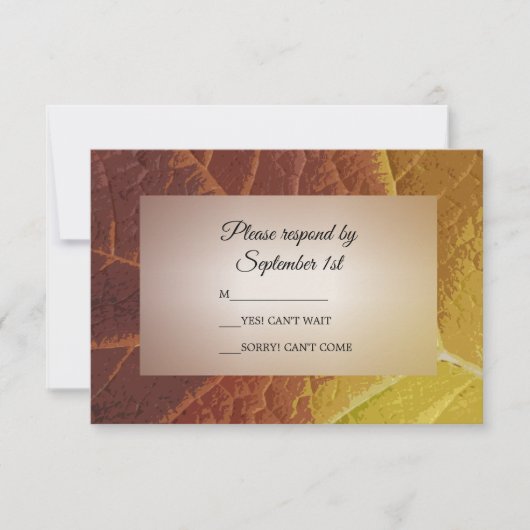 Shades of Autumn Leaf Wedding RSVP Response Kaart (Voorkant)