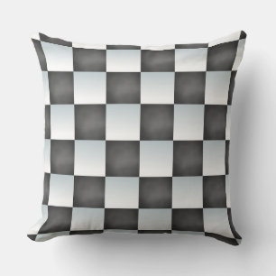 Shades of Black and White Chessboard Kussen